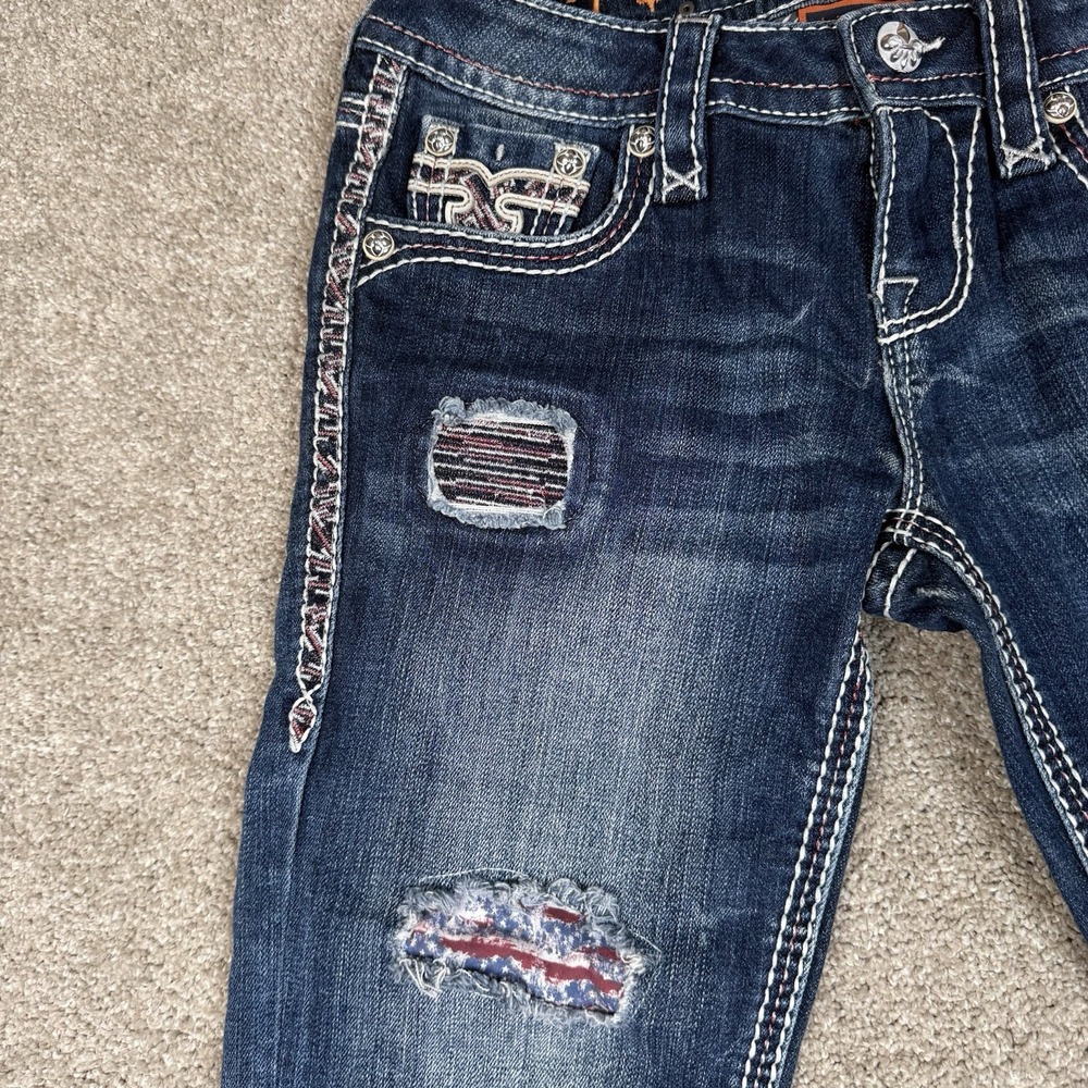 Rock Revival Capri Jeans 27 Carrieya Stars & Stripes American Flag 4th Of July - Picture 2 of 13